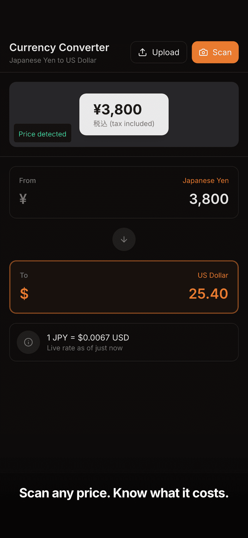 Price tag scan showing yen converted to Canadian dollars